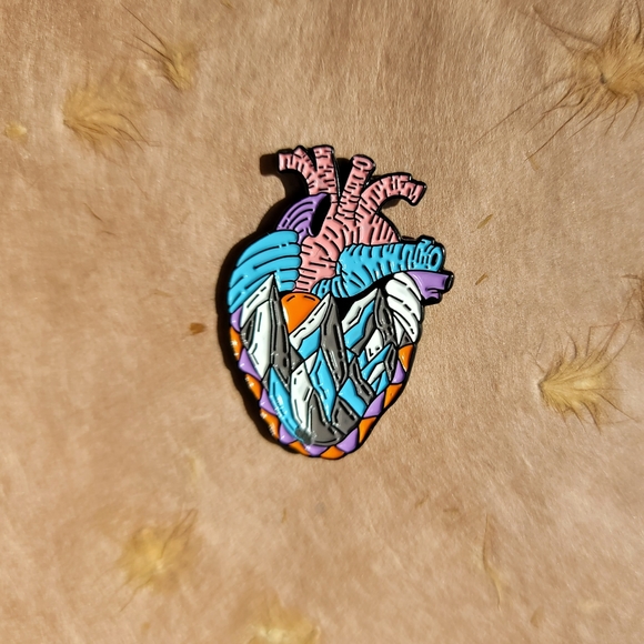 CARDIAC ANATOMY HEART ENAMEL PIN - Picture 1 of 6